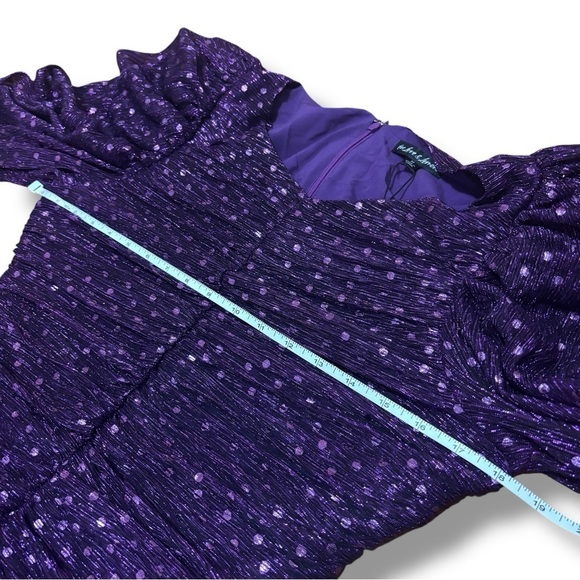 NWT For Love & Lemons Purple Sparkly 80s Inspired La Villette Mini Dress Medium - Picture 6 of 14